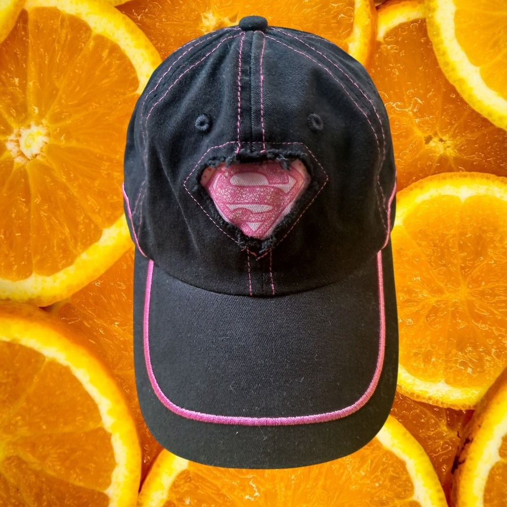Super Girl Black Pink Baseball Cap Hat Hearts Logo Girl's Youth‎